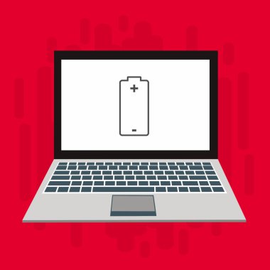 Düz çizim dizüstü bilgisayarı yükle, Güç dolgusu vektör ikonu tasarım resimleme şablonu