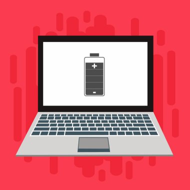 Düz çizim dizüstü bilgisayarı yükle, Güç dolgusu vektör ikonu tasarım resimleme şablonu