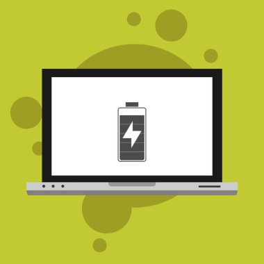 Düz dizüstü bilgisayarı yükle, güç dolgusu vektör simgesi tasarımı