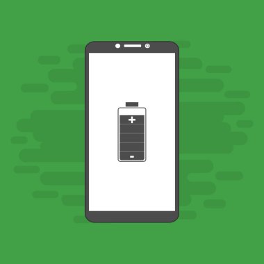 Akü şarj simgesi vektör logosuna sahip akıllı telefon