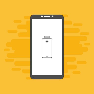 Akü şarj simgesi vektör logosuna sahip akıllı telefon