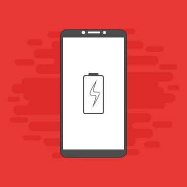 Batarya şarj edilmiş akıllı telefon simgesi. Pil seviyesi göstergesi. Durum raporu. Batarya simgesi. Elektrik pil vektörü