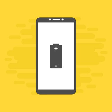 Akü şarj simgesi vektör logosuna sahip akıllı telefon