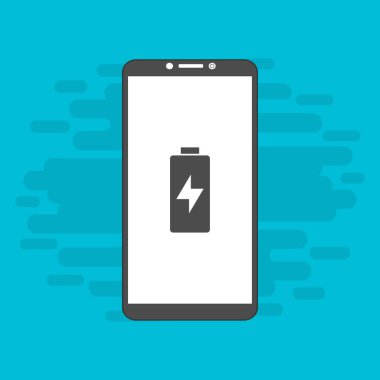 Basit düz pil akıllı telefon simgeleri. Vektör sembolleri ve tasarım ögeleri.