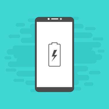 Akü şarj simgesi vektör logosuna sahip akıllı telefon
