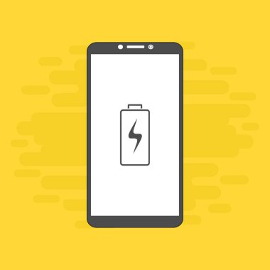 Batarya şarj edilmiş akıllı telefon simgesi. Pil seviyesi göstergesi. Durum raporu. Batarya simgesi. Elektrik pil vektörü