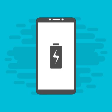 Batarya şarj edilmiş akıllı telefon simgesi. Pil seviyesi göstergesi. Durum raporu. Batarya simgesi. Elektrik pil vektörü