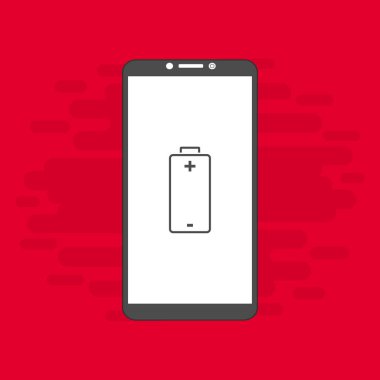 Basit düz pil akıllı telefon simgeleri. Vektör sembolleri ve tasarım ögeleri.