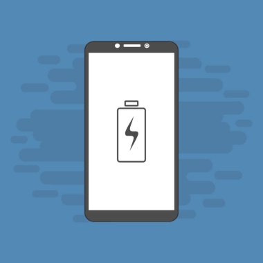 Batarya şarj edilmiş akıllı telefon simgesi. Pil seviyesi göstergesi. Durum raporu. Batarya simgesi. Elektrik pil vektörü