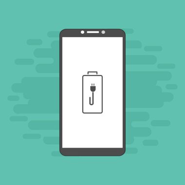 Arkaplanda Batarya Simgesi Vektör İllüstrasyonlu akıllı telefon.