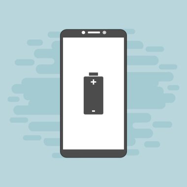 Akü şarj simgesi vektör logosuna sahip akıllı telefon