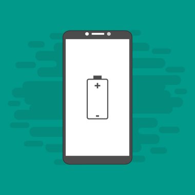 Akü şarj simgesi vektör logosuna sahip akıllı telefon