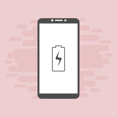 Batarya şarj edilmiş akıllı telefon simgesi. Pil seviyesi göstergesi. Durum raporu. Batarya simgesi. Elektrik pil vektörü