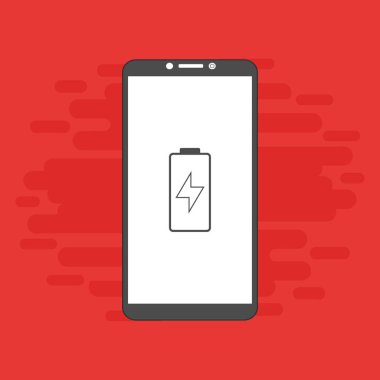 Basit düz pil akıllı telefon simgeleri. Vektör sembolleri ve tasarım ögeleri.