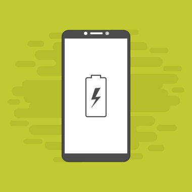 Batarya şarj edilmiş akıllı telefon simgesi. Pil seviyesi göstergesi. Durum raporu. Batarya simgesi. Elektrik pil vektörü