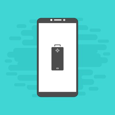 Basit düz pil akıllı telefon simgeleri. Vektör sembolleri ve tasarım ögeleri.