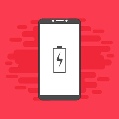 Batarya şarj edilmiş akıllı telefon simgesi. Pil seviyesi göstergesi. Durum raporu. Batarya simgesi. Elektrik pil vektörü