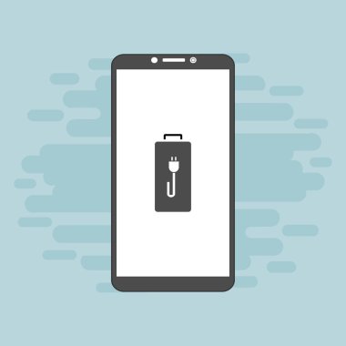 Arkaplanda Batarya Simgesi Vektör İllüstrasyonlu akıllı telefon.