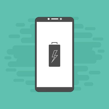 Akü şarj simgesi vektör logosuna sahip akıllı telefon