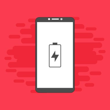 Basit düz pil akıllı telefon simgeleri. Vektör sembolleri ve tasarım ögeleri.