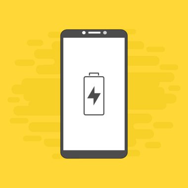 Basit düz pil akıllı telefon simgeleri. Vektör sembolleri ve tasarım ögeleri.