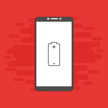 Akü şarj simgesi vektör logosuna sahip akıllı telefon