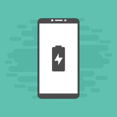 Basit düz pil akıllı telefon simgeleri. Vektör sembolleri ve tasarım ögeleri.