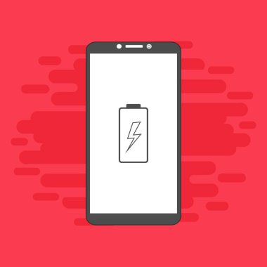 Akü şarj simgesi vektör logosuna sahip akıllı telefon