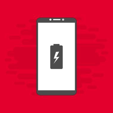 Akü şarj simgesi vektör logosuna sahip akıllı telefon