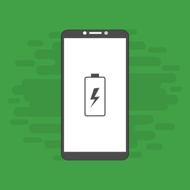 Batarya şarj edilmiş akıllı telefon simgesi. Pil seviyesi göstergesi. Durum raporu. Batarya simgesi. Elektrik pil vektörü