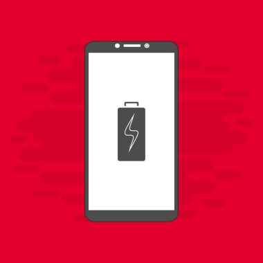 Batarya şarj edilmiş akıllı telefon simgesi. Pil seviyesi göstergesi. Durum raporu. Batarya simgesi. Elektrik pil vektörü