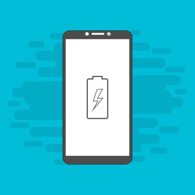 Akü şarj simgesi vektör logosuna sahip akıllı telefon