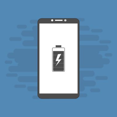 Akü şarj simgesi vektör logosuna sahip akıllı telefon