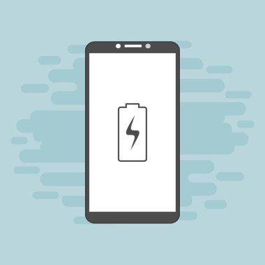 Batarya şarj edilmiş akıllı telefon simgesi. Pil seviyesi göstergesi. Durum raporu. Batarya simgesi. Elektrik pil vektörü