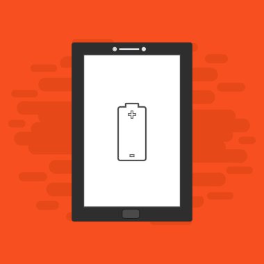 Yüklü dizüstü bilgisayar, güç dolgusu, adaptör, düşük pil akıllı telefon konsepti web için düz illüstrasyon vektör simgesi