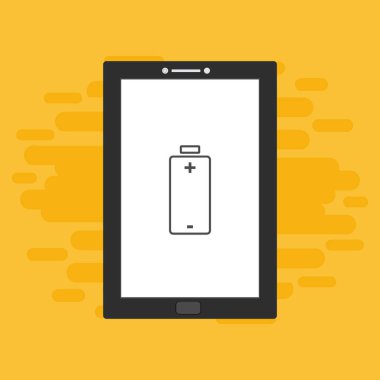 Yüklü dizüstü bilgisayar, güç dolgusu, adaptör, düşük pil akıllı telefon konsepti web için düz illüstrasyon vektör simgesi