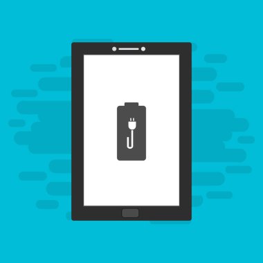 Düz dizüstü bilgisayarı yükle, güç dolgusu vektör simgesi tasarımı