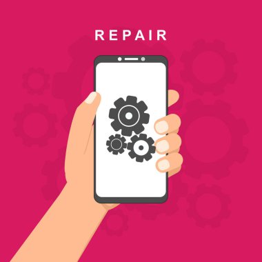 Akıllı telefon servis konsepti. Elektronik tamir servisi. Aynı gün telefon tamir sayfası şablonu