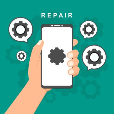 Akıllı telefon servis konsepti. Elektronik tamir servisi. Aynı gün telefon tamir sayfası şablonu