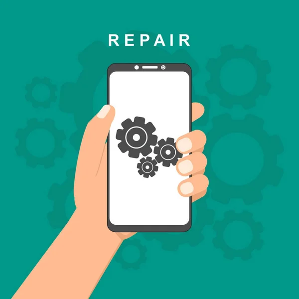 Concept Service Réparation Smartphone Service Réparation Électronique Modèle Page Destination — Image vectorielle