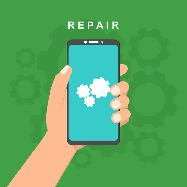 Concept Service Réparation Smartphone Service Réparation Électronique Modèle Page Destination — Image vectorielle
