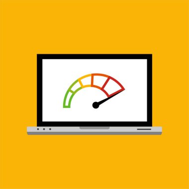 Hız göstergesi internet hızı. Web sitesi hız yükleme süresi. Vektör stok illüstrasyonu.