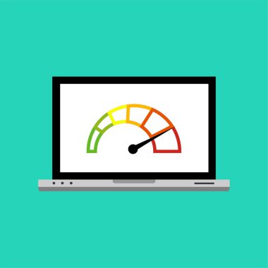 Hız göstergesi internet hızı. Web sitesi hız yükleme süresi. Vektör stok illüstrasyonu.