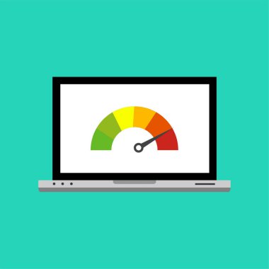 Hız göstergesi internet hızı. Web sitesi hız yükleme süresi. Vektör stok illüstrasyonu.