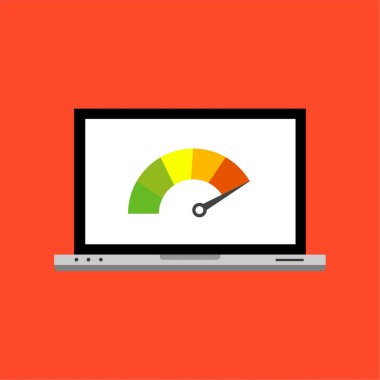 Hız göstergesi internet hızı. Web sitesi hız yükleme süresi. Vektör stok illüstrasyonu.