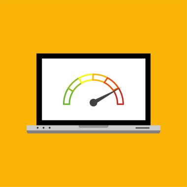 Hız göstergesi internet hızı. Web sitesi hız yükleme süresi. Vektör stok illüstrasyonu.