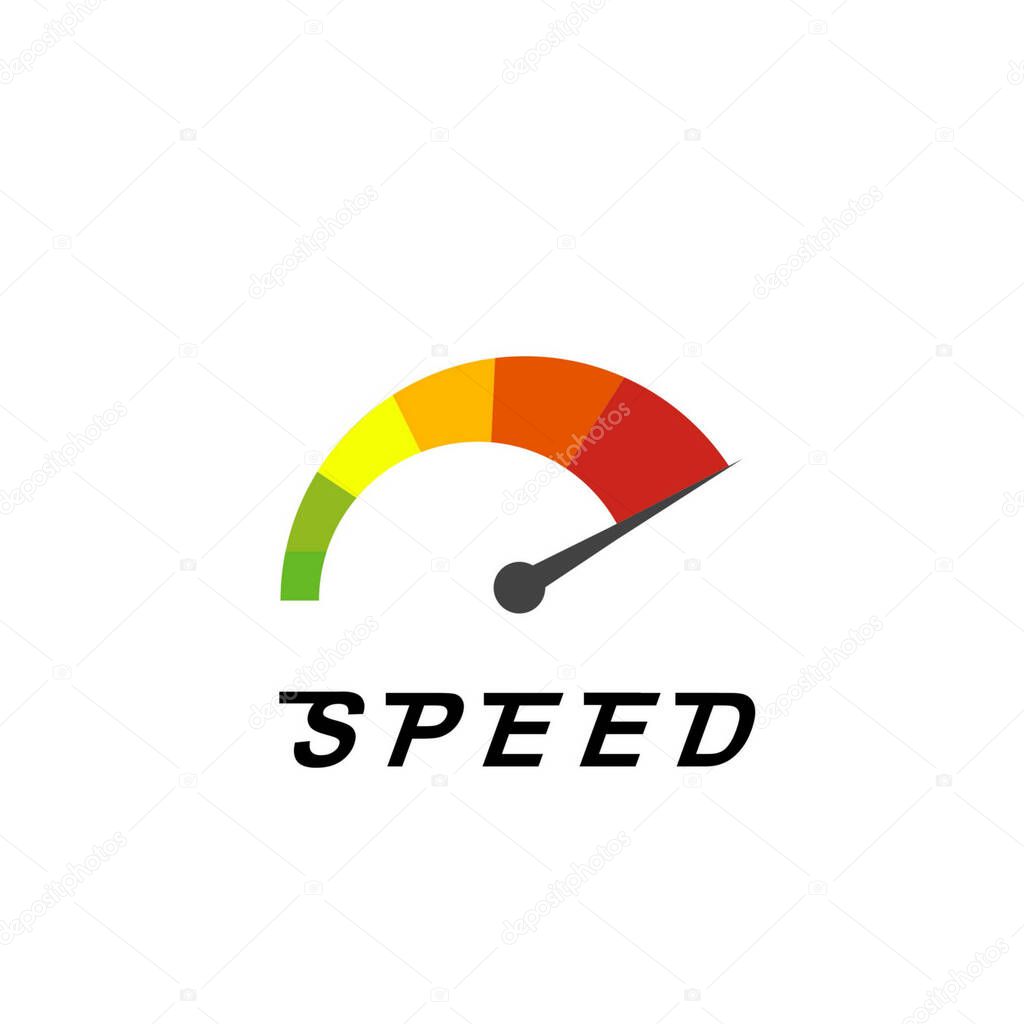 Site Speed Test Concept Fast or Slow Load Seo and Development with Speedometer Computer Technology. Vector illustration - Vector
