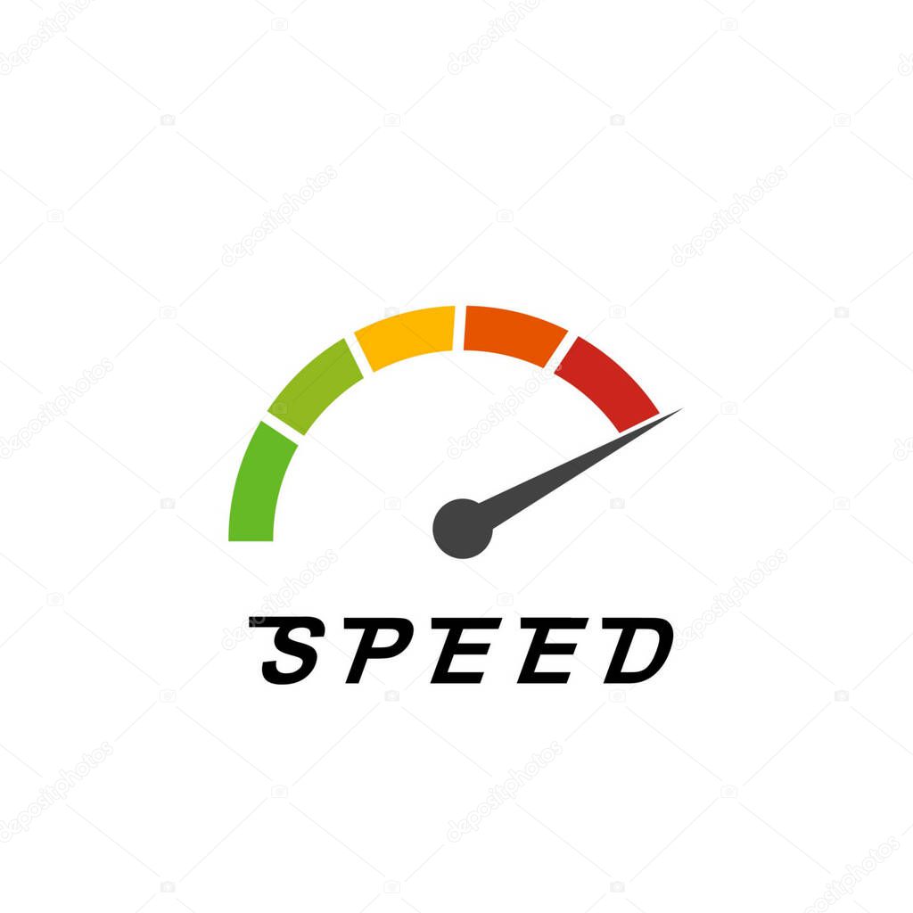 Site Speed Test Concept Fast or Slow Load Seo and Development with Speedometer Computer Technology. Vector illustration - Vector