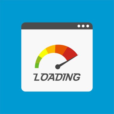 Hız Ölçer Web Tarayıcı Teknolojisi ile Site Hız Test Kavrama ve Geliştirme. Web afişi, iş sunumu, reklam materyali için vektör illüstrasyonu.