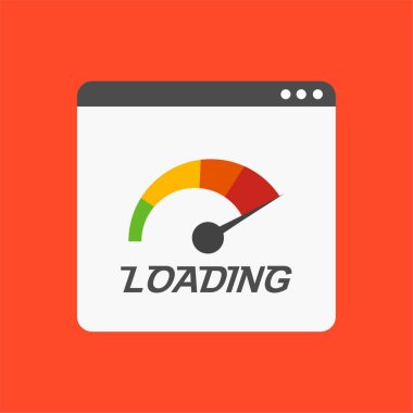 Hız Ölçer Web Tarayıcı Teknolojisi ile Site Hız Test Kavrama ve Geliştirme. Web afişi, iş sunumu, reklam materyali için vektör illüstrasyonu.